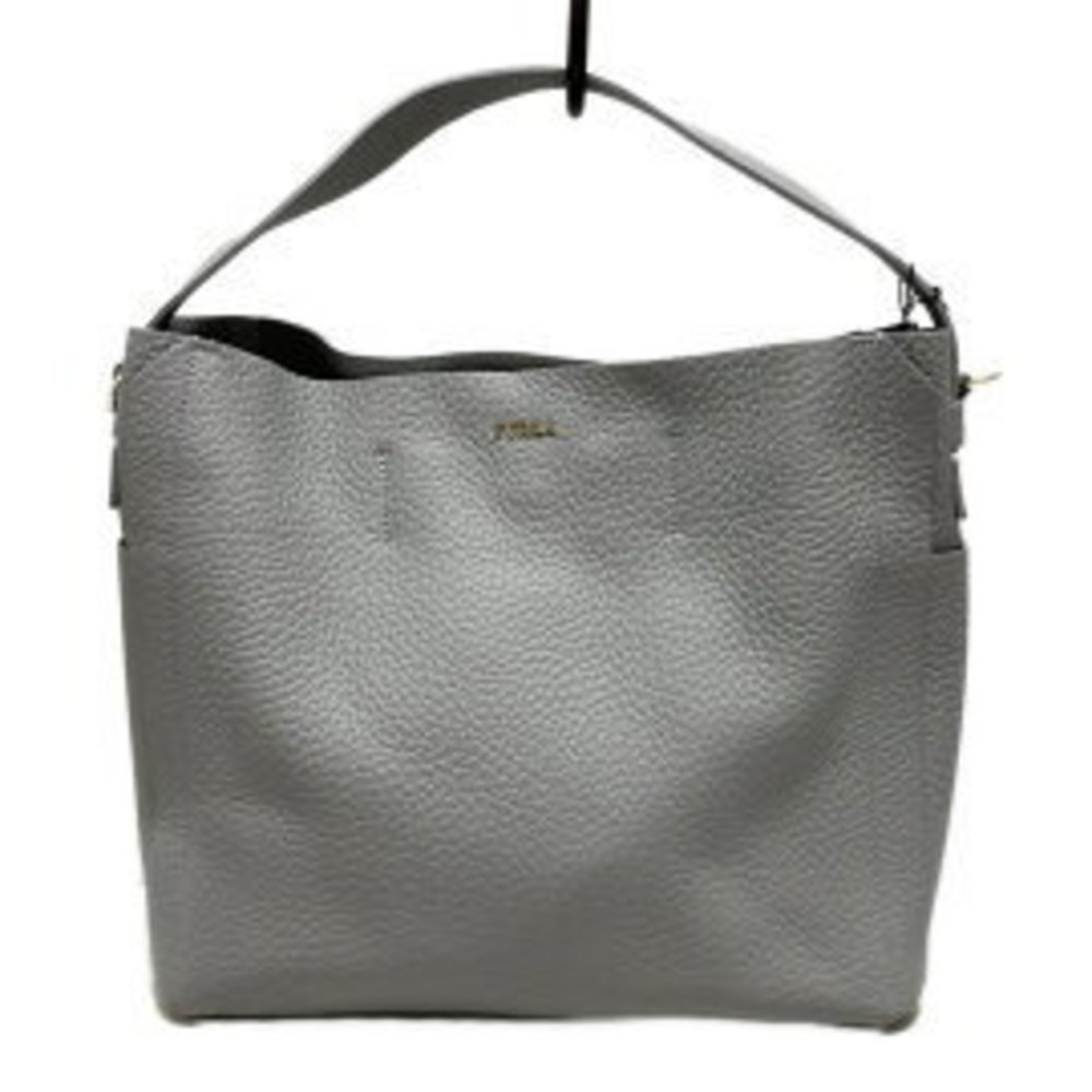 FURLA Handbag Light Grey Leather